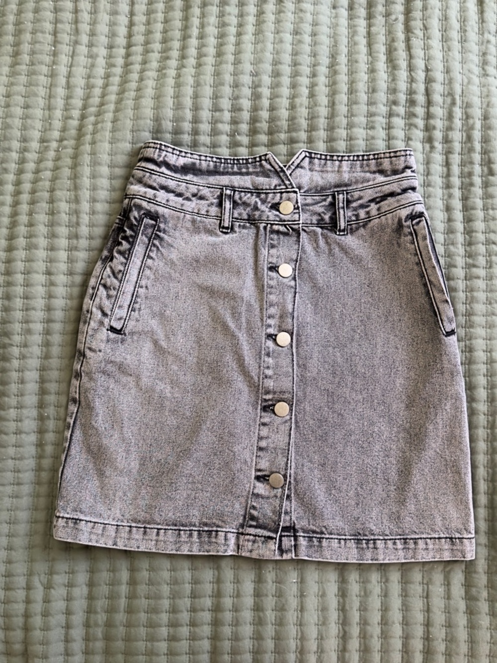 ASOS Grey Button-Front Mini Skirt